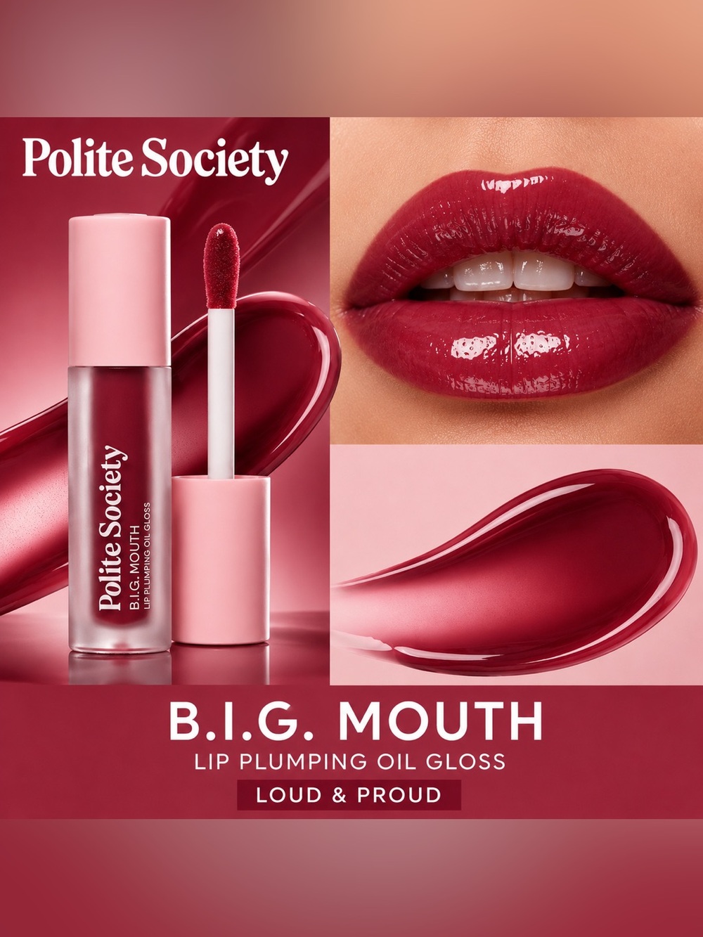 NEW✅ Polite Society •BIG Mouth Lip Plumping Oil Gloss •Loud & Proud • New in Box
